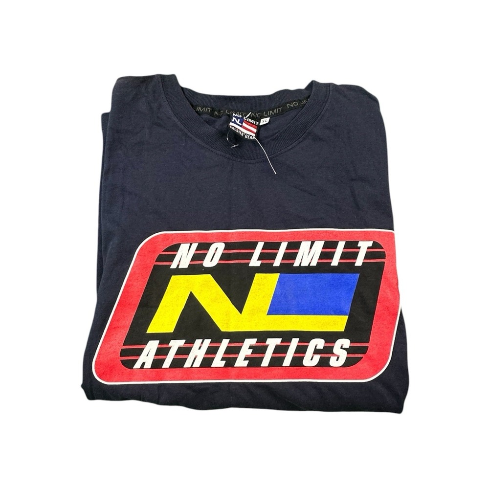 NO LIMIT Soldier Gear Blue Graphic Y2K Hip Hop Mens Cotton S/S T Shirt XL Mint